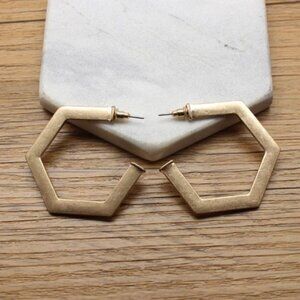 4/$25 Geo Hex Hoop Earrings